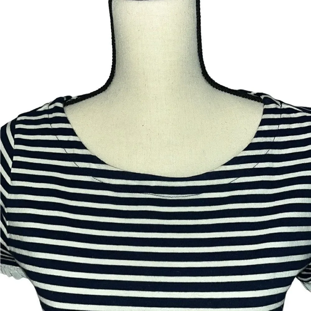 J. Crew Striped Poplin-Trimmed Dress